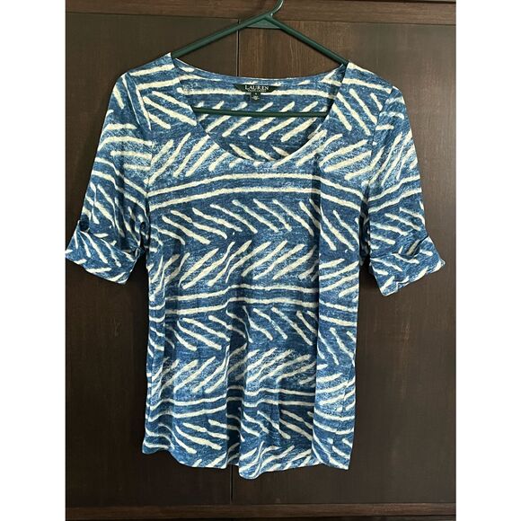 Ralph Lauren Blue Linen T-Shirt Small - Picture 2 of 5